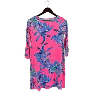 Lilly Pulitzer 3/4 Sleeve Casual Knit Pullover Dress Small Floral Print Nautical
